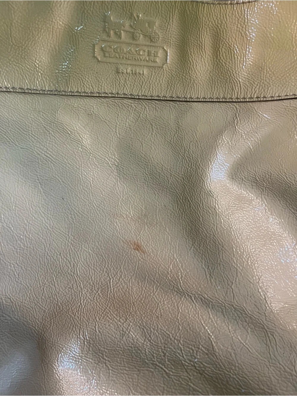 Y2K Coach Zoe Large Patent Leather Hobo Shoulder Bag  Fawn/Mustard L0893-12776